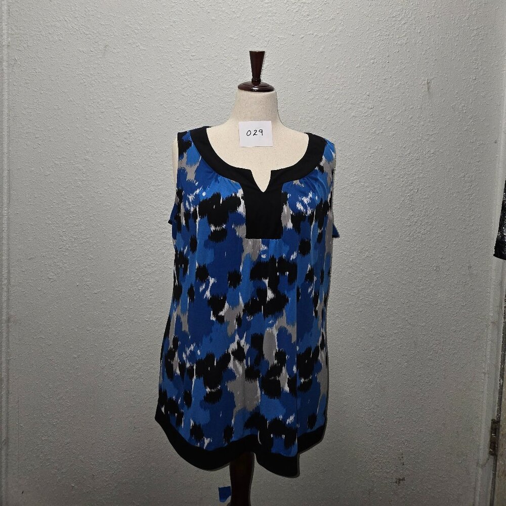 Lane Bryant Blue and White Blouse